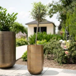 Pflanzgefäß 'Rowen', Gold, Ø 41 X H 72 Cm -Gartenbedarf 3210801630 3210801631 3210801632 3210801633 Pflanzgefaess Rowen gold 4 115017