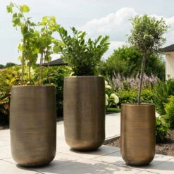 Pflanzgefäß 'Rowen', Gold, Ø 41 X H 72 Cm -Gartenbedarf 3210801630 3210801631 3210801632 3210801633 Pflanzgefaess Rowen gold 8 115020