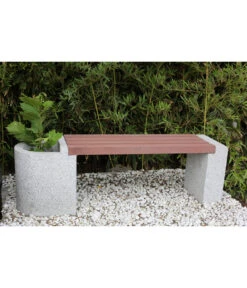 Dehner Granit-Gartenbank, Ca. B145/H45/T35 Cm, Grau/braun -Gartenbedarf 4451605 WE MO 001 DehnerGranitGartenBankMitWPCBepflanzkasten