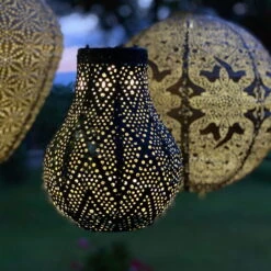 Solarlaterne 'Oval 40', Gold, Ø 40 X 27 Cm -Gartenbedarf 72462 lumiz Bulb 16 Ikat Petrol 123928